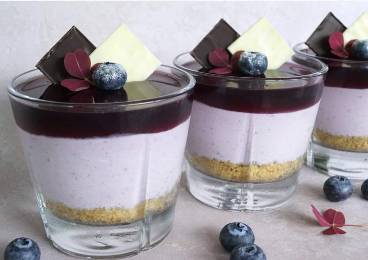 Blåbær cheesecake i glas