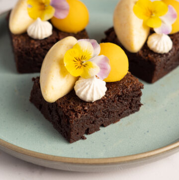 Brownie med mangomousse
